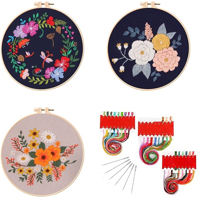 Embroidery Set for Beginners, Modern Floral Embroidery Kit, Embroidery Hoop  Embroidery Materials, Hand Embroidery Kit for Adults - AliExpress